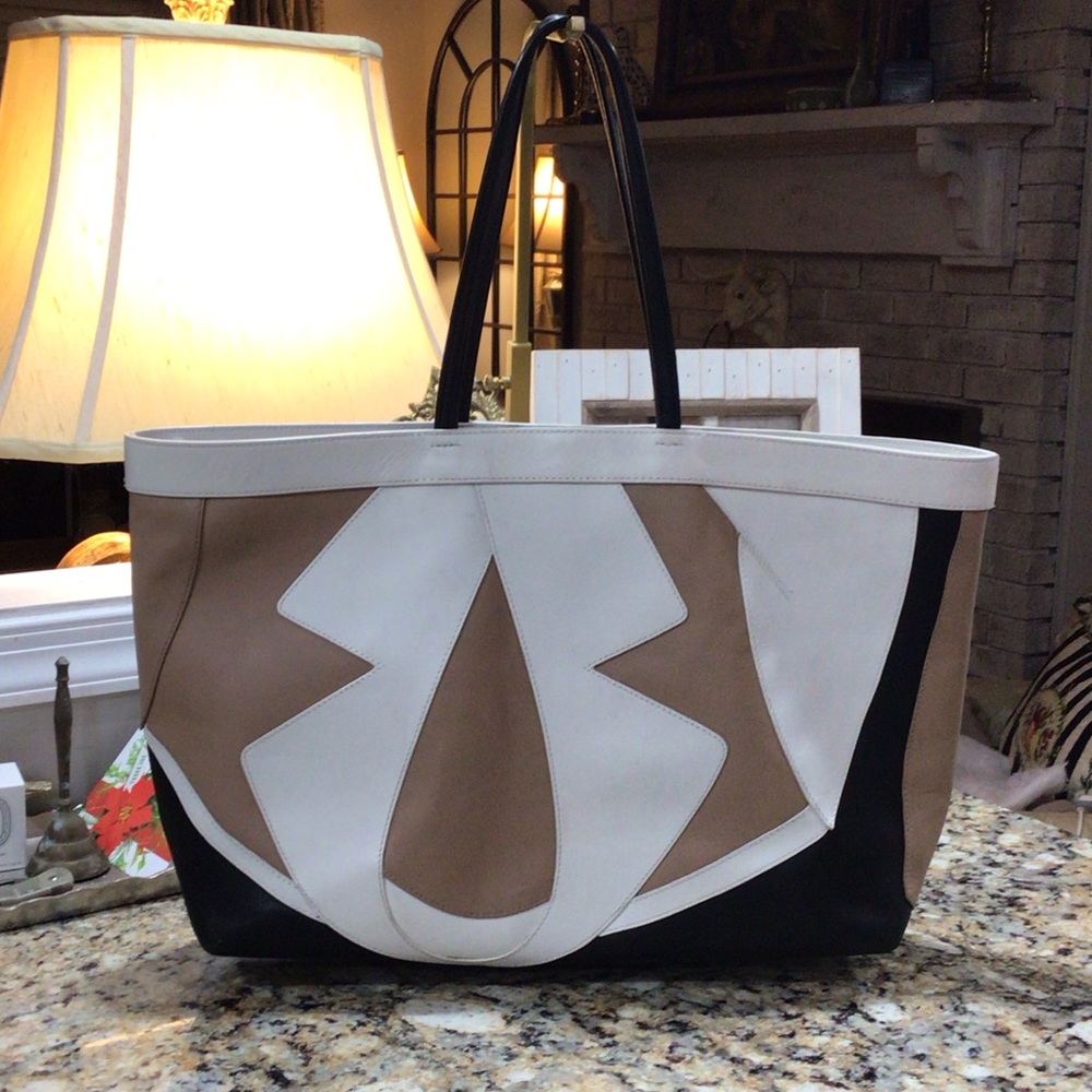 3.1 Phillip Lim Fabulous Leather Vintage Tote Bag - Black, White, and Tan